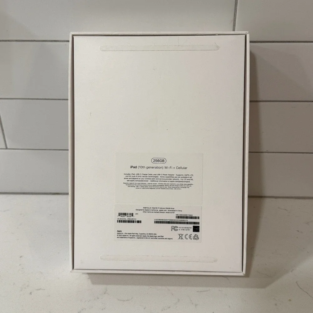 Apple iPad 10th Gen 256GB Silver Wi-Fi Cellular Empty Box & Manual